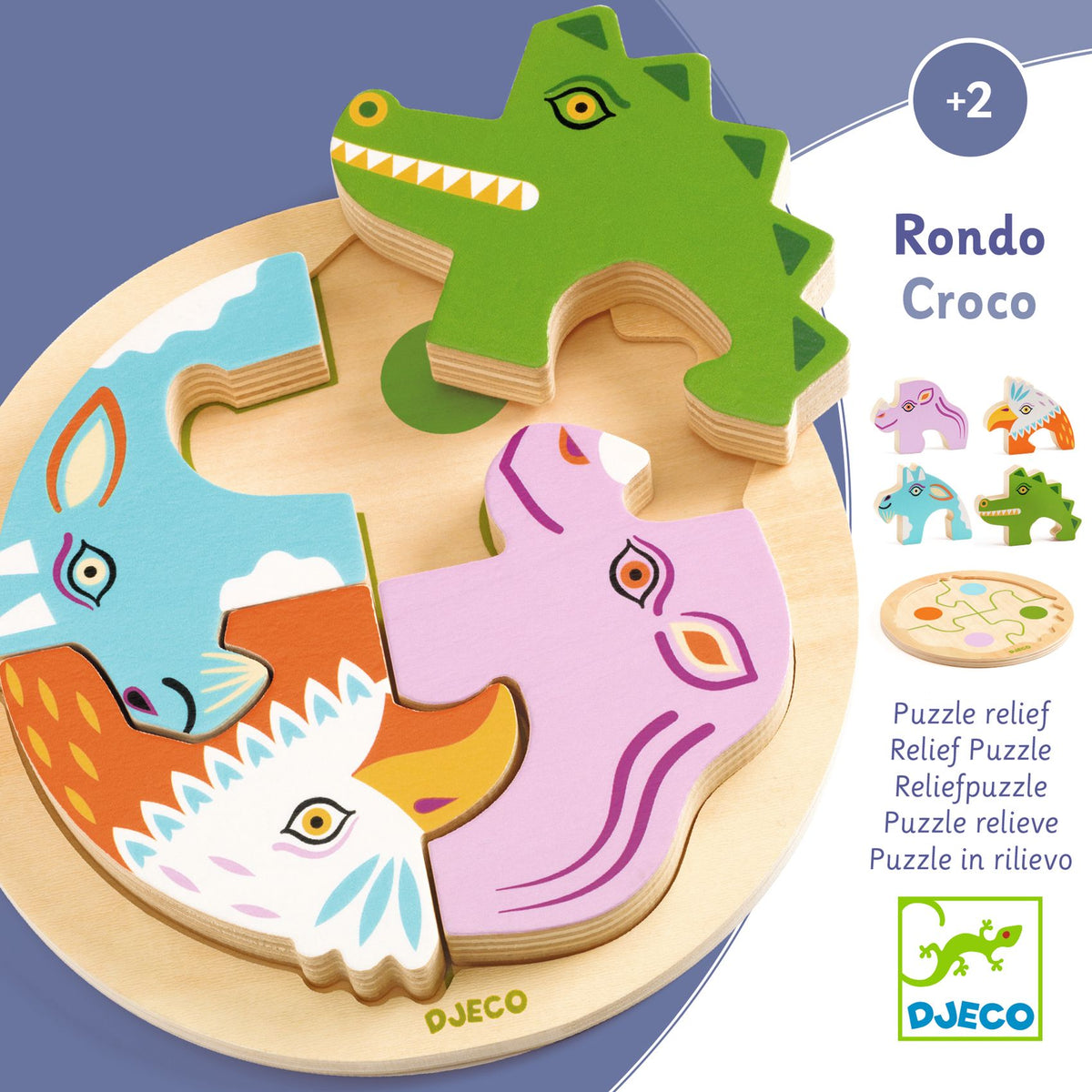 Houten reliëfpuzzel - Rondo Croco 4 stukken