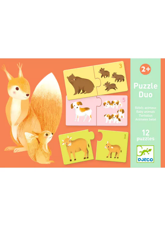 Duo puzzel - Baby dieren 12 x 2 stukjes