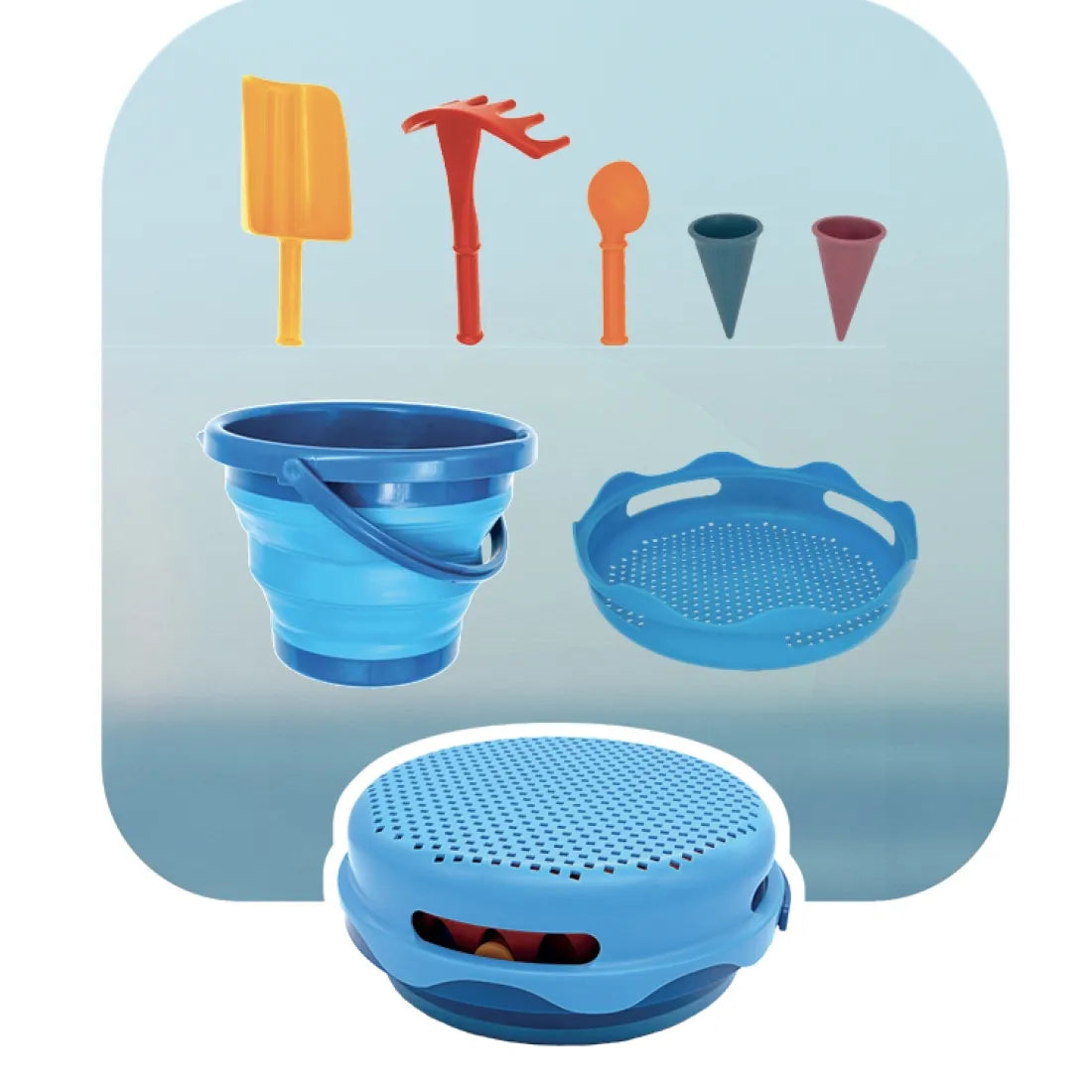 Zand-strandspeelgoed 7-delig blauw