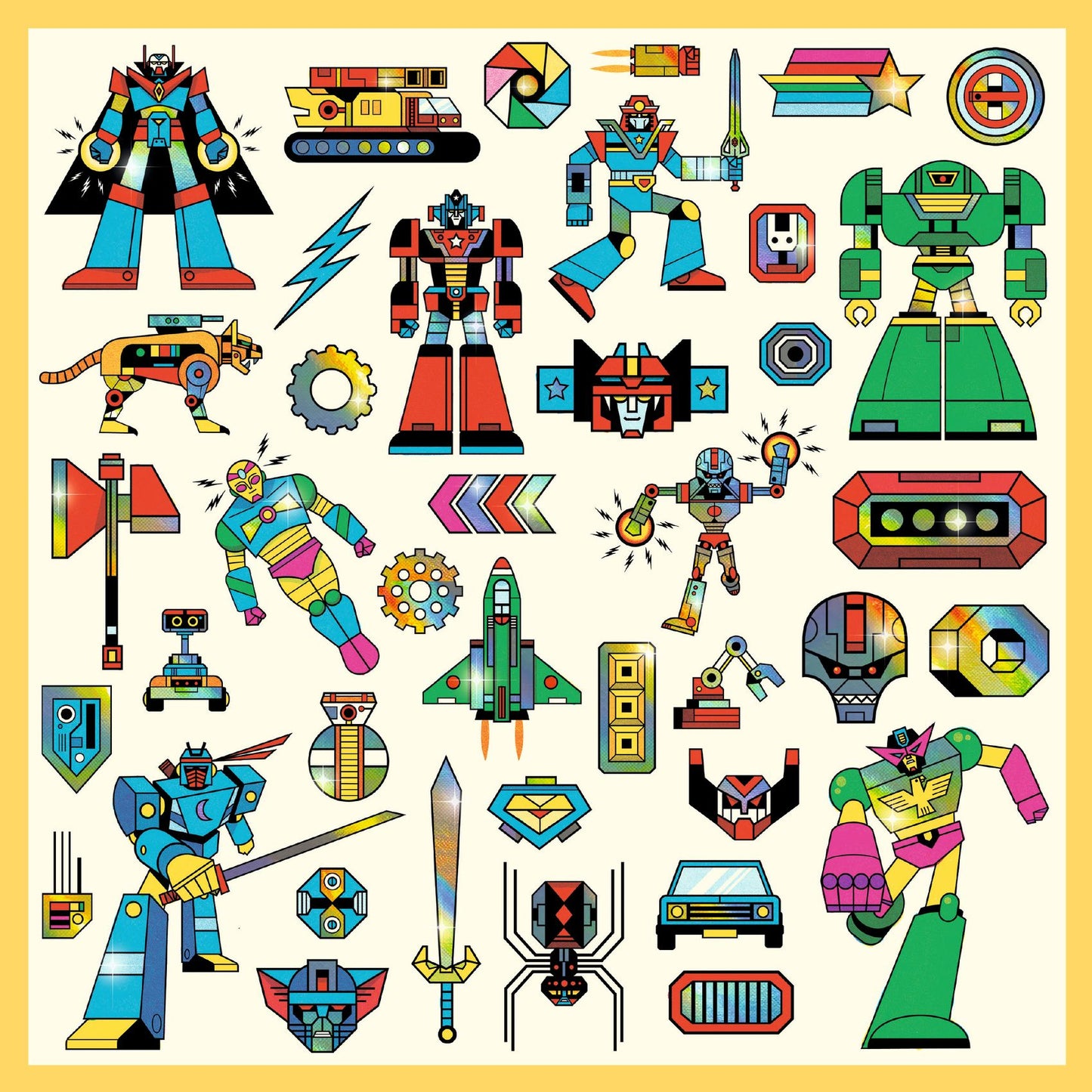 Metallic Stickers - Robots