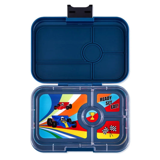 Lunchbox Panino 4 vakken - Monte Carlo Blue / Race Cars tray