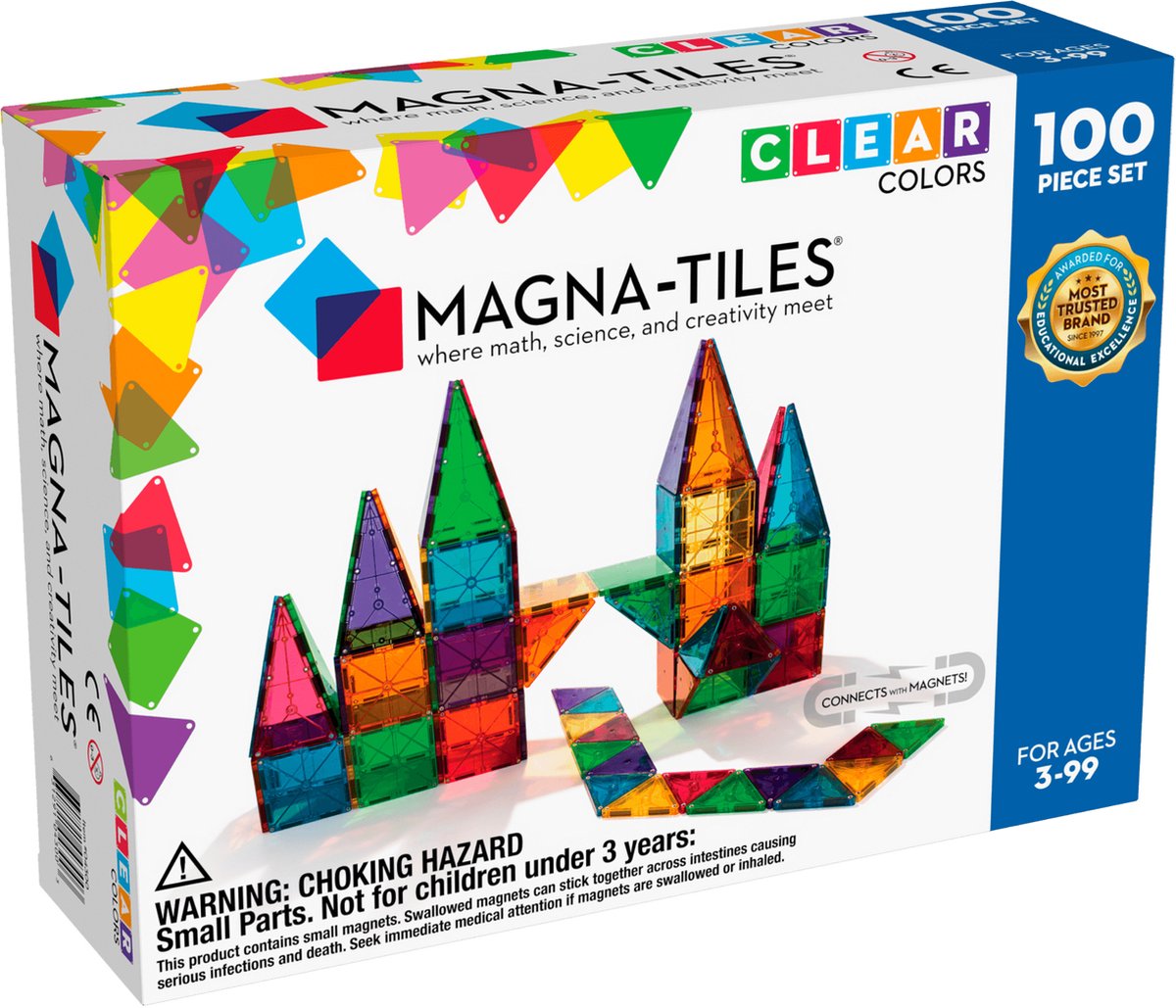 Magna-Tiles constructie - Clear colors 100 onderdelen