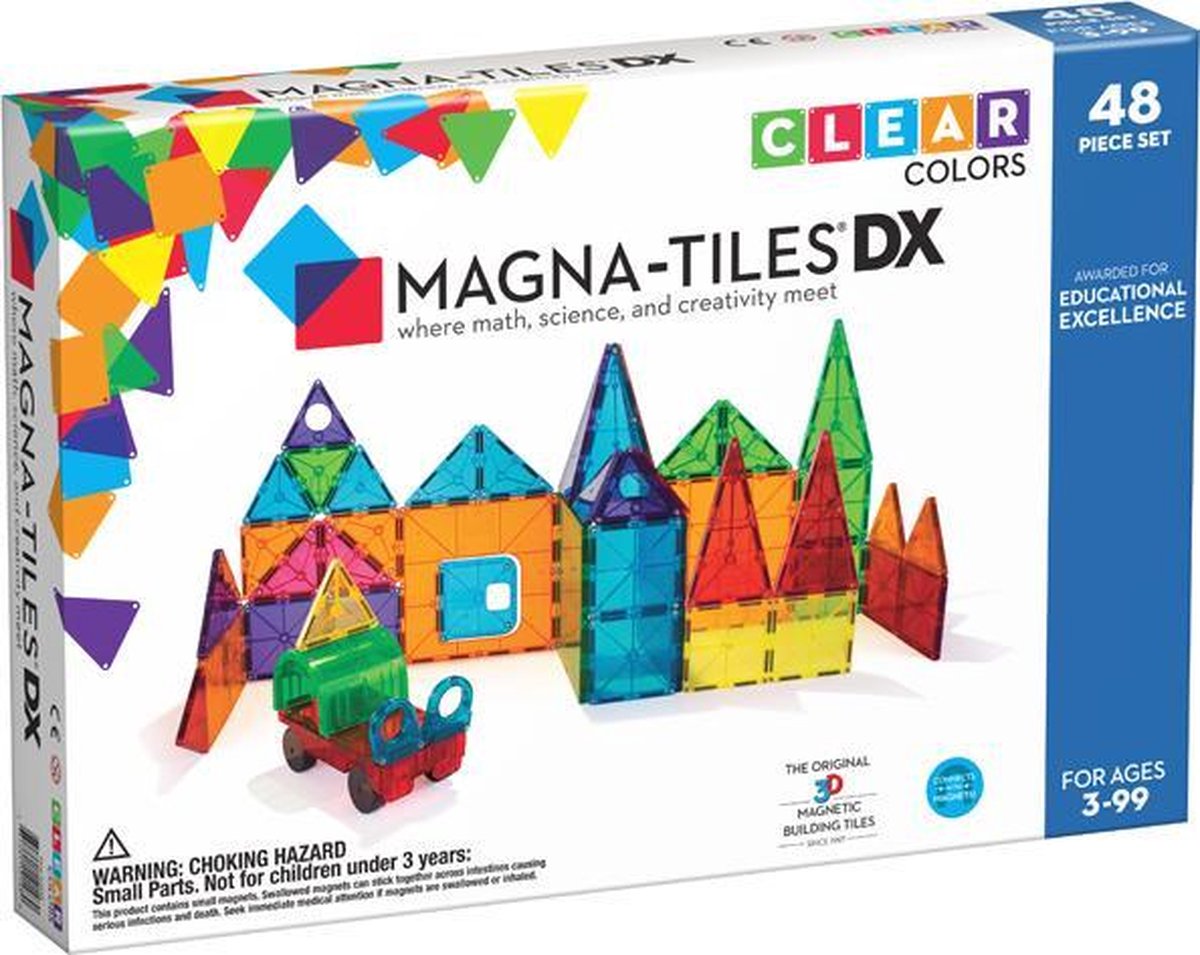 Magna-Tiles constructie - Clear colors deluxe set 48 onderdelen