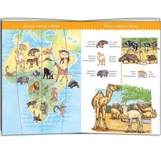 Puzzel 100 stukjes + boek - dierenwereld