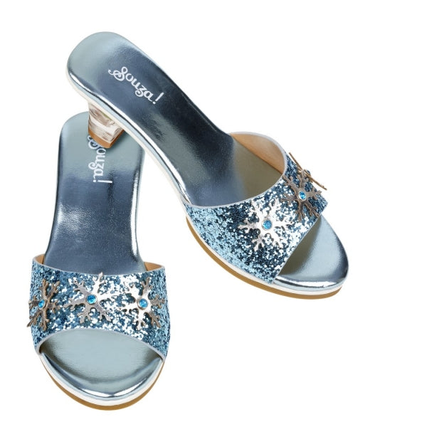 Slippers met hoge hak - IJskoningin metallic lichtblauw maat 27-28