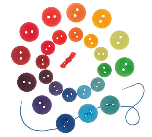 Rijgspel met grote regenboogknopen
