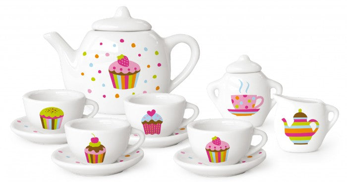 Theeservies porselein Cupcake in koffer