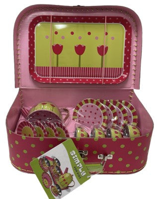 Theeservies metaal Tulpen in koffer