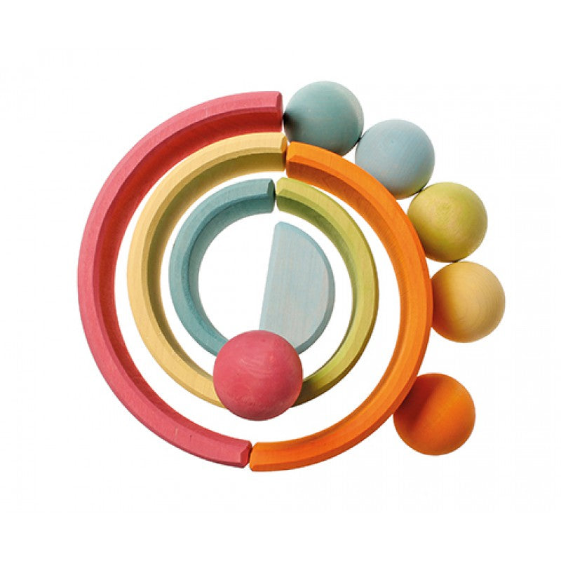 Houten ballen pastel 6 stuks