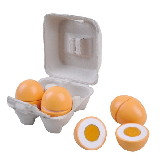 Eieren van hout in Doosje (4 stuks)