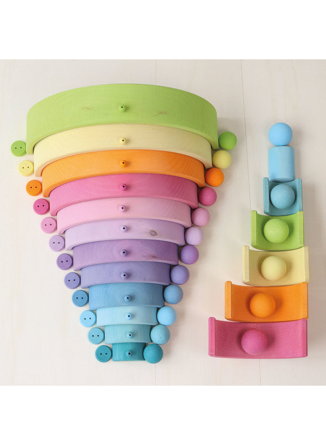 Houten ballen pastel 6 stuks