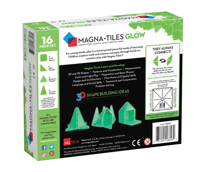 Magna-Tiles constructie - Glow in the dark 16 onderdelen
