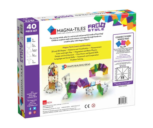 Magna-Tiles constructie - Clear colors free style set 40 onderdelen