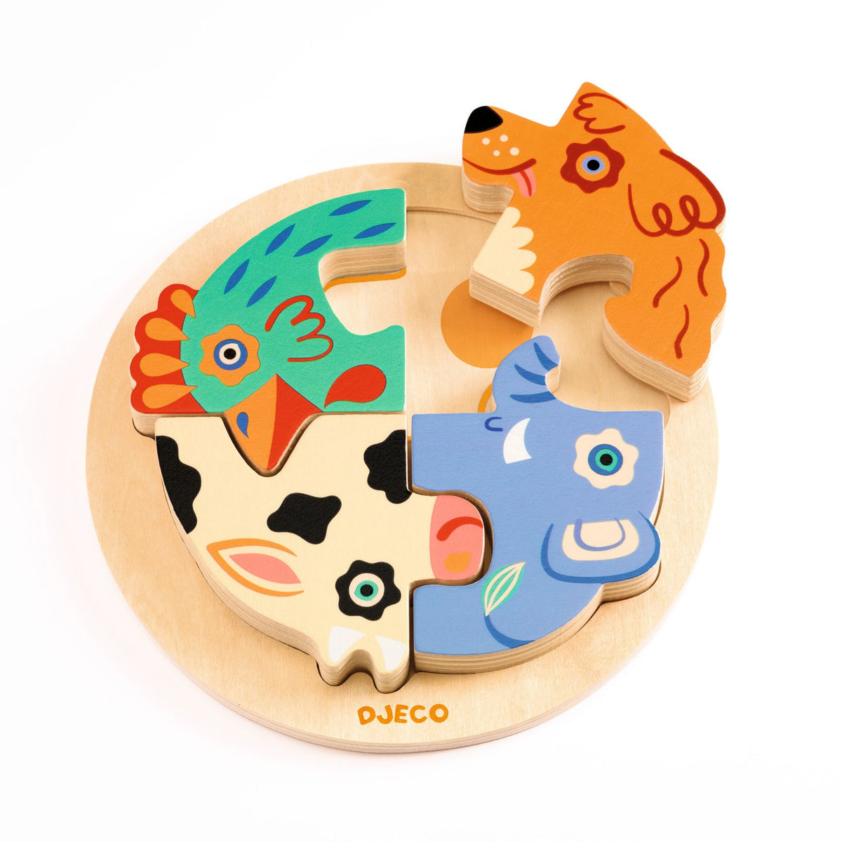 Houten reliëfpuzzel - Rondo Dog 4 stukken