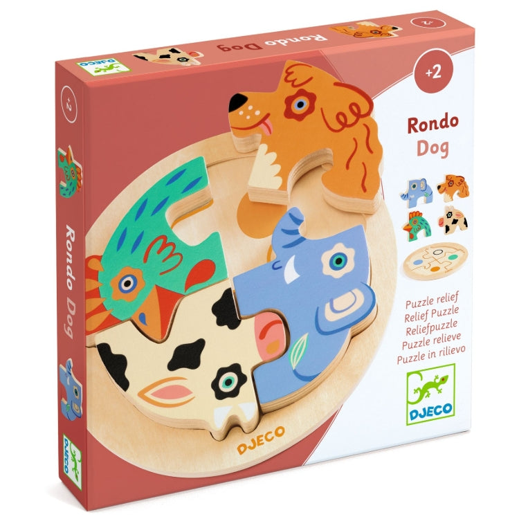 Houten reliëfpuzzel - Rondo Dog 4 stukken