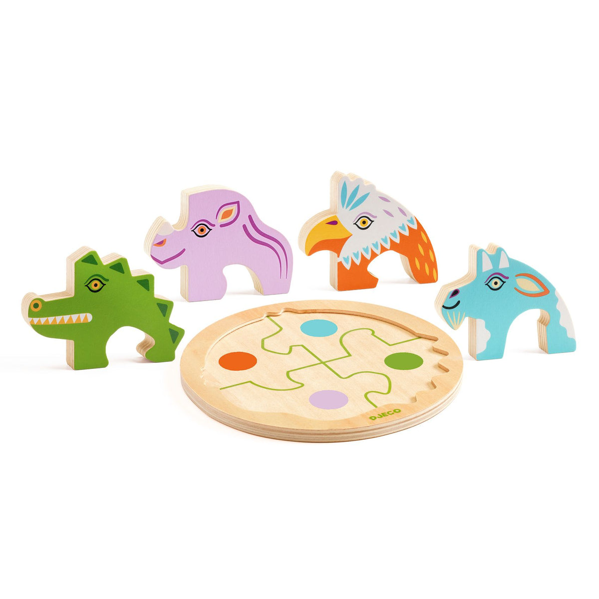 Houten reliëfpuzzel - Rondo Croco 4 stukken