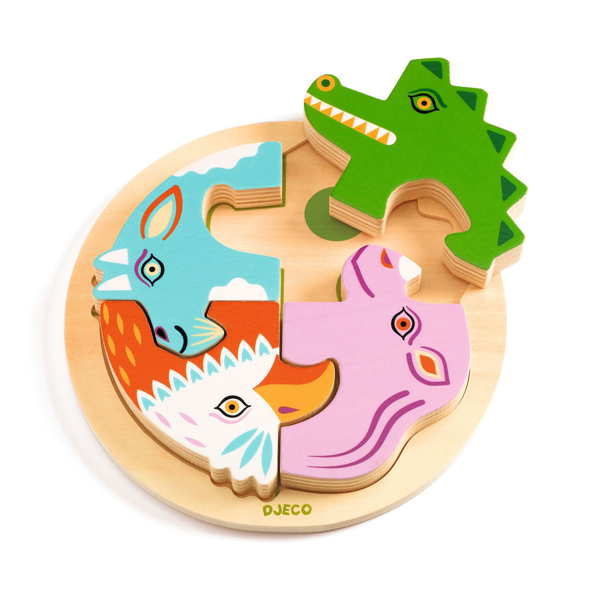 Houten reliëfpuzzel - Rondo Croco 4 stukken