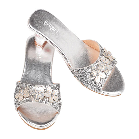 Mariona Slipper net hoge hak zilver metallic maat 24-25