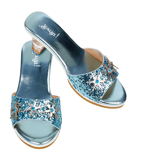 IJskoningin slipper met hoge hak blauw metallic maat 24-25