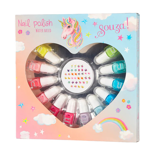 Nagellak geschenkdoos 12 kleuren met nagelstickers
