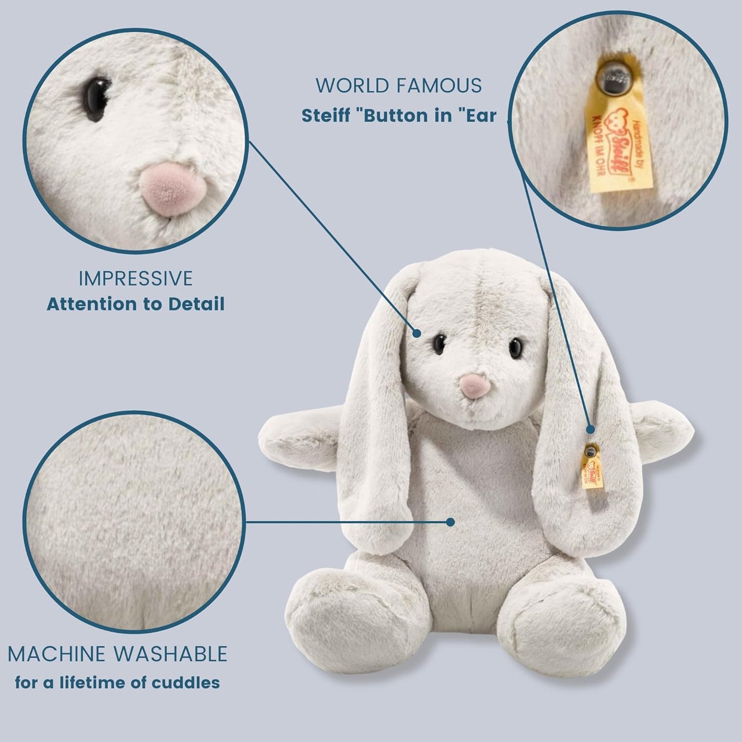 Steiff Haasje Hoppie lichtgrijs 38 cm.