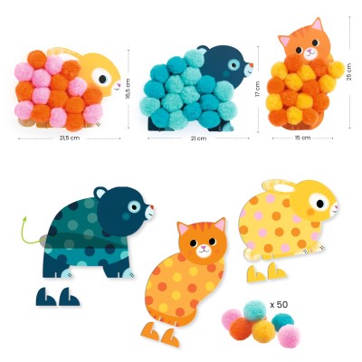 Knutselset Pompon Collages - Dieren