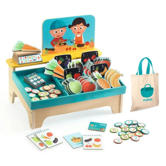 Marktkraam met speelvoedsel