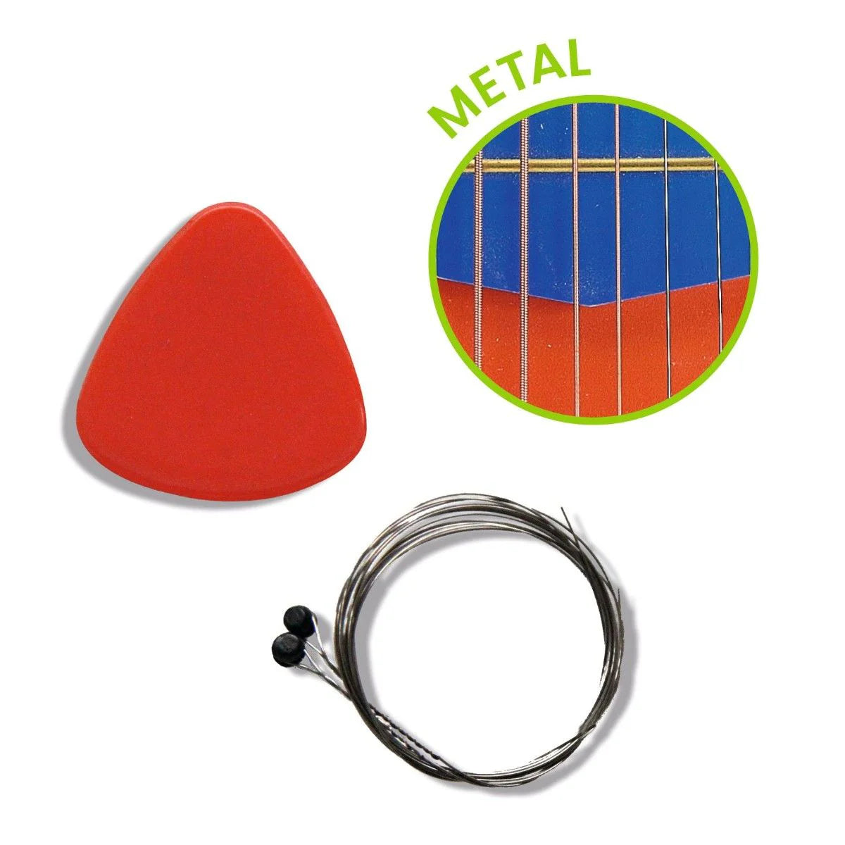 Kindergitaar met 6 metalen snaren