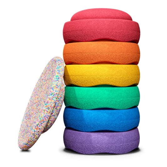 Stapelstein Rainbow met confetti balansbord classic 7-delig