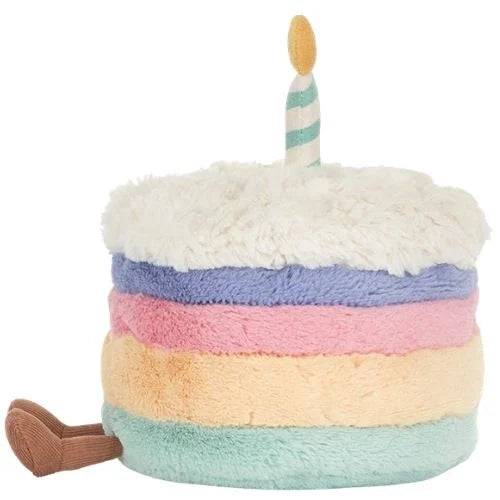 Jellycat - Verjaardagstaart in regenboogkleuren