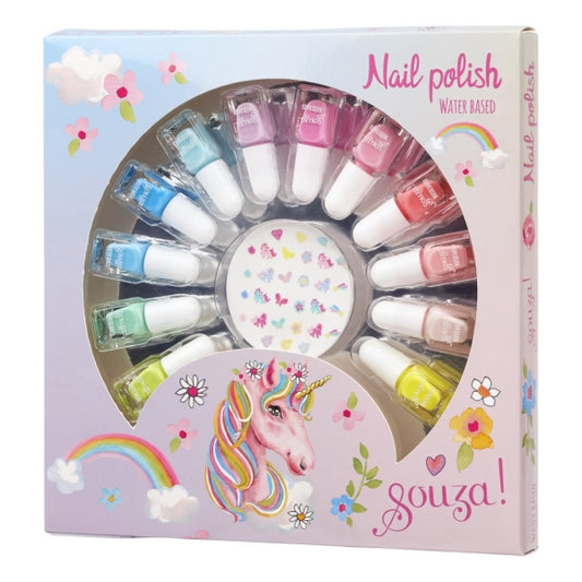Nagellak cadeauset 12 kleuren met nagelstickers