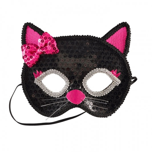 Masker - kat, zwart-fuchsia