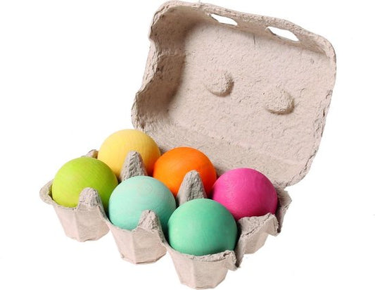 Houten ballen pastel 6 stuks