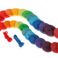 Rijgspel met grote regenboogknopen