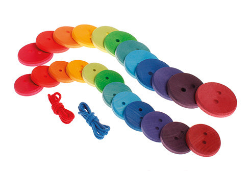 Rijgspel met grote regenboogknopen