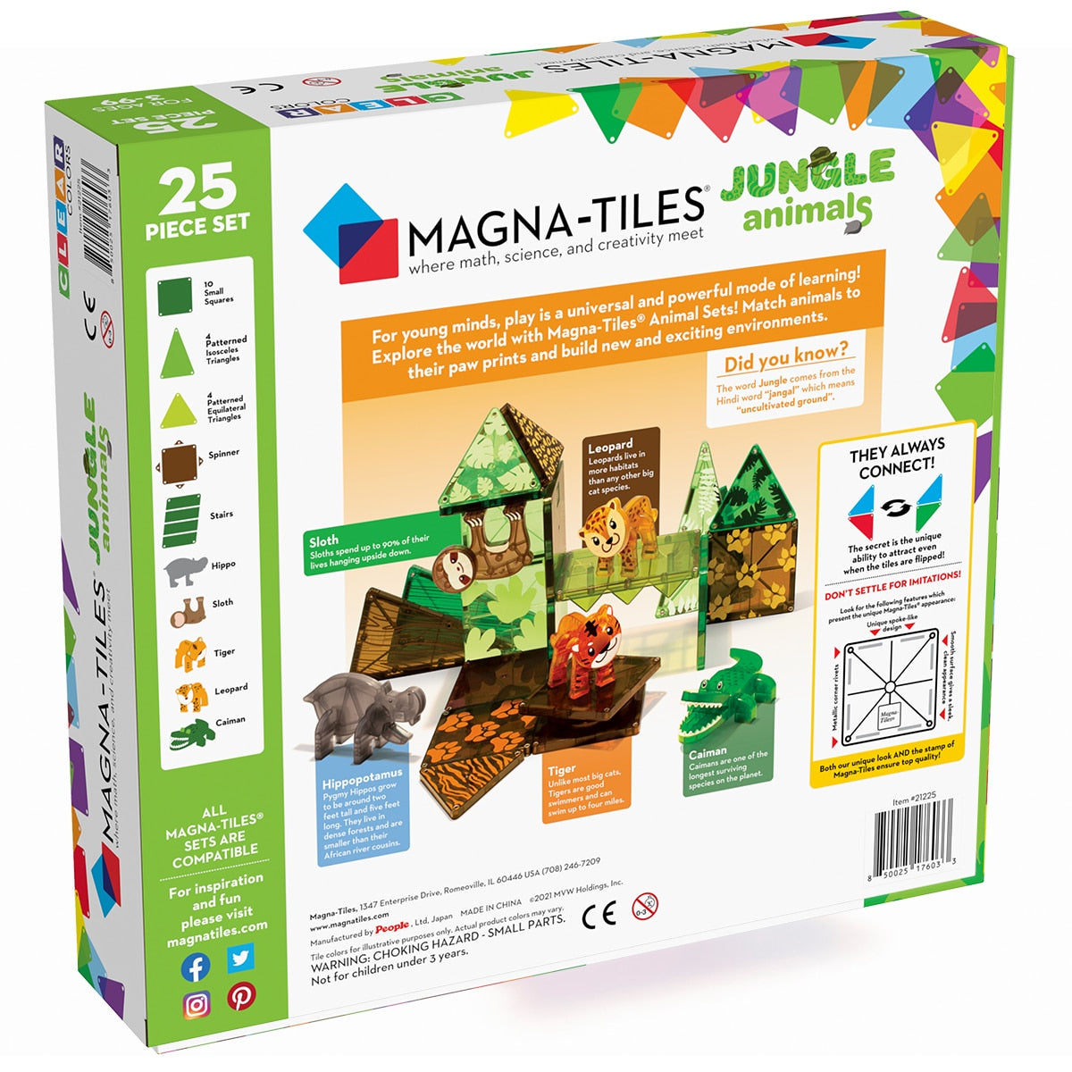 Magna-Tiles constructie - Jungle dieren 25 onderdelen