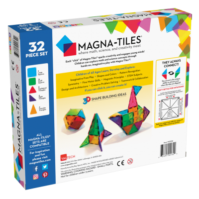 Magna-Tiles constructie - Clear colors 32 onderdelen