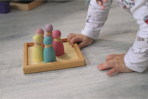 Houten popjes pastel - 12 stuks