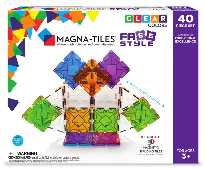 Magna-Tiles constructie - Clear colors free style set 40 onderdelen
